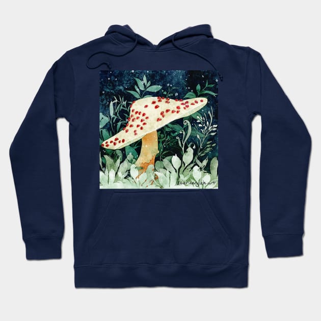 Ladybug Mushroom Negative Painting Hoodie by venglehart